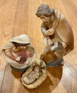 VTG TONI BAUR HOLZSCHNITZEREIL DORFSTRABE 27, 4 PC HAND CARVED NATIVITY SCENE - Picture 1 of 14