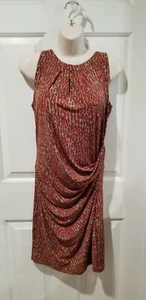 Micheal Kor Sleeveless Dress Pleated Chest,Ruching, Leopard Print Multicolor XS  - Picture 1 of 14