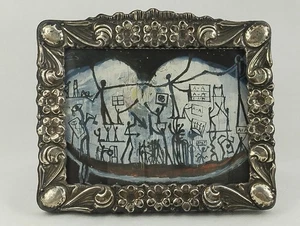 Bilderrahmen Jugendstil Floral Silber 900 und Holz - Bild 1 von 10