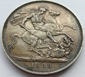 1888 Scarce date Victoria full crown silver coin - Nice condition - Picture 1 of 2