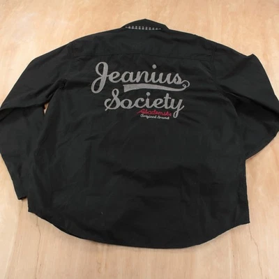 Camisa AKADEMIKS bordada punto de cadena Jeanius Society XL de colección y2k hip hop Foto 1 de 4