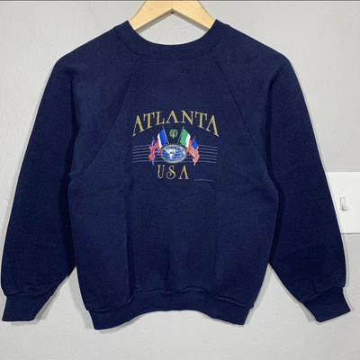 Sudadera De Colección Años 90 Atlanta Juegos Olímpicos de Estados Unidos Azul Marino Juvenil Talla Mediana Foto 1 de 4