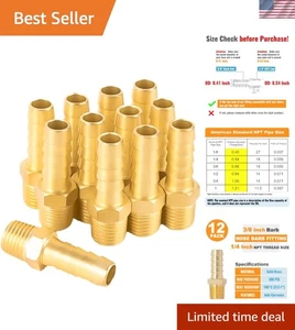 Paquete de 12 accesorios de manguera de latón de precisión, barra de 1/4" NPT a 3/8", diseño a prueba de fugas - Imagen 1 de 9