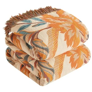 Boho Throw Blanket for Bed 60”x80”, 100% Cotton Woven Blanket for Couch Sofa,... - Picture 1 of 9