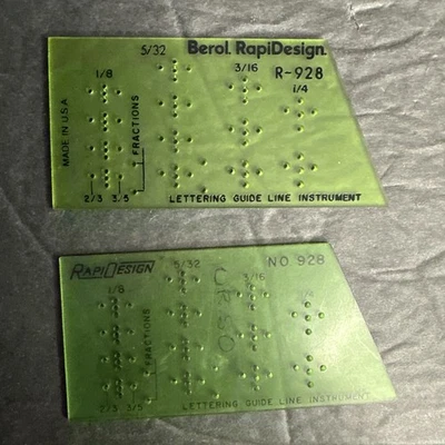 Berol RapiDesign Plantilla R-928 Guía de Letras Juego de 2 Instrumentos de Línea de Colección Foto 1 de 4