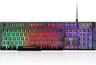 Rii Gaming Keyboard USB Wired Keyboard with Rainbow LED Backlit Mechanical - Image 1 of 4