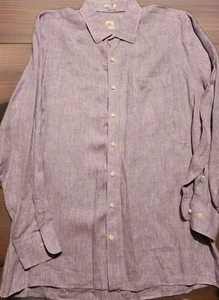 Peter Millar Men's 100% Linen Purple Long Sleeve Button Down Shirt XL Beach - Picture 1 of 6
