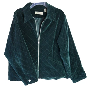 Marsh Landing Damen Größe L Steppjacke Samt grün Frontreißverschluss gefüttert Vintage - Bild 1 von 13