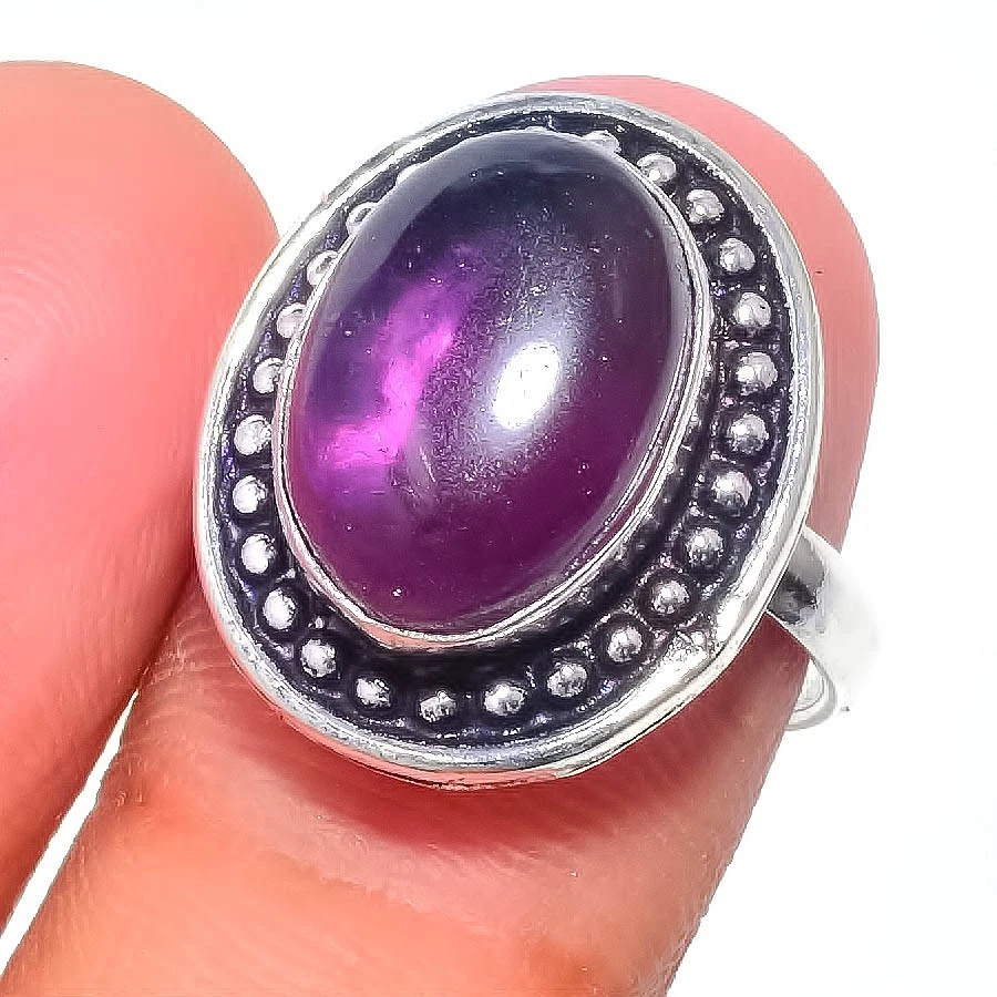 Anello in argento sterling 925 con pietre preziose ametista viola di tutte... - Immagine 1 di 1