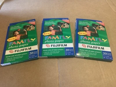 Impresora de inyección de tinta Fujifilm Family Photo Paper 20 Fuji brillante 4X6 paquetes de 3 60 impresiones Foto 1 de 2