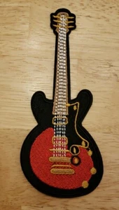 Guitar Red Electric Music Band Musician Iron-On Sew-On Patch 2.25"x5.5" 0146 - Picture 1 of 4