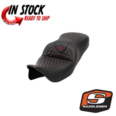 SOFÁ DE CARRETERA SADDLEMEN NIDO DE ABEJA ASIENTO DE GEL PUNTO ROJO 2008-2024 HARLEY TOURING Foto 1 de 3