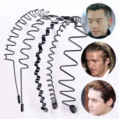 BUDGET BAZAAR Black Metal Sports Hairband Headband Wave Alice Style Hair band Unisex Men Women