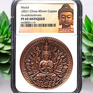 NGC PF 70 China 45mm Proof Copper Medal - Thousand Hands Avalokiteshvara Guanyin - Picture 1 of 2