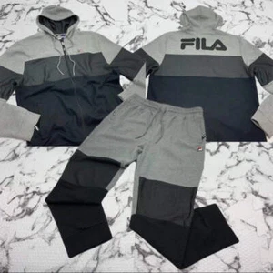 Men's Fila Grey | Black Full Zip Hooded Casual Tracksuits NWT - Picture 1 of 6