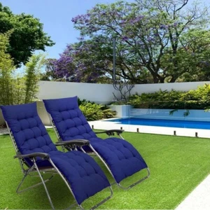 2x Zero Gravity Outdoor Chair Set of Garden Sun Lounger Padded Recliner Cushions - Picture 1 of 13