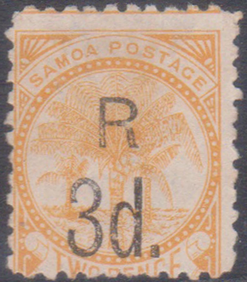 (K46-11) 1895 Samoa 3d O/P on 2d yellow surcharge stamp MNG (K)  - Imagem 1 de 1
