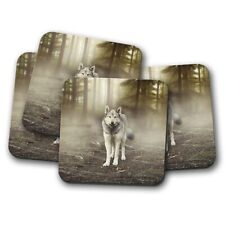 Cool Wild Wolf Coaster-Lobos Husky #16979 de regalo de montaña maderas de invierno Forrest