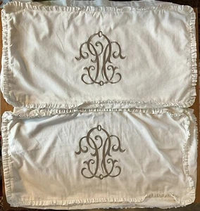 LEGACY Home Pair Linen Blend Essex King RuffleBox Shams Embroidered Luxury 32x17 - Picture 1 of 16