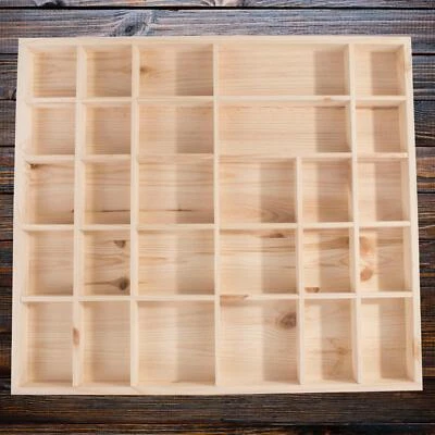 WOODEEDOO Wooden Display Cabinet Wall Trinket Shelf | 28 Compartments | 45 x 40 x 3.5 cm
