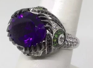 RARITIES BY CAROL BRODIE STERLING-AMETHYST-BLACK & WHITE SPINELS- PERIDOT (S163) - Foto 1 di 10