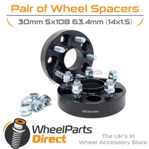 Bolt-On Wheel Spacers (2) 5x108 63.4 30mm for Ford Edge 15-22 - Picture 1 of 4