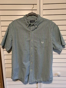 Chaps Ralph Lauren Shirt Mens L Large Short Sleeve Button Down Seersucker Stripe - Picture 1 of 6