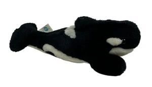 Sea World Orca Killer Whale Plush Toy Stuffed Animal Black White Shamu Ocean 8" - Picture 1 of 9