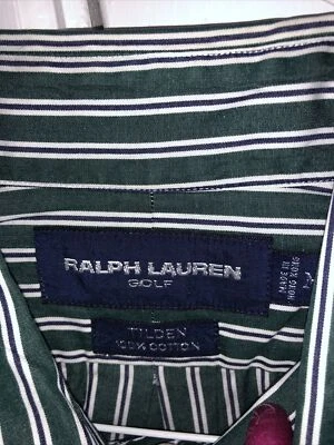 Camisa con botones Ralph Lauren Golf "Tilden" verde a rayas 100 % algodón talla M Foto 1 de 4
