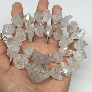 20-35mm, 29 Bds, 166.1g,Large Natural Terminated Diamond Quartz Strand 16",DQ241 - Picture 1 of 11