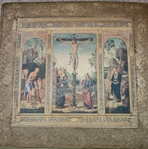 Perugino" Crucifixion with Saints" CANVAS ON WOOD WALL HANGING-HANDMADE 1971 - Bild 1 von 10