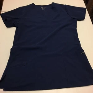 Womens Navy Blue Jockey Scrub Top Good Condition Size Small - Picture 1 of 6