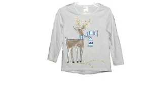 GYMBOREE Christmas gray top w/reindeer, scarf & gold antlers 4T (baby 43) - Picture 1 of 4