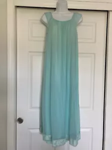 Vintage 1950s GAYMODE Penneys BLUE Nylon & Lace LONG Nightgown SMALL - Picture 1 of 12