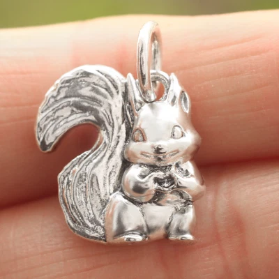 Dije colgante de ardilla en plata de ley 925 animal mascota amante ajuste collar regalo Foto 1 de 4