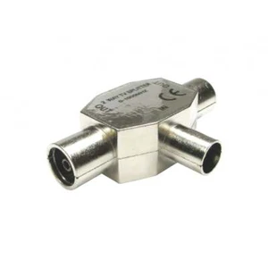Divisor en T coaxial de 2 vías TV aéreo macho a 2 x hembra adaptador de metal RF - Imagen 1 de 9