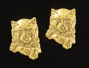Cat Kitten Earring Large Gold Plate, Brass, Antiqued Pewter Kitty Lady Tomcat - Picture 1 of 20