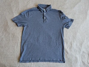 Faherty Polo Shirt Men Medium Blue Movement Short Sleeve Jerry Garcia Print Back - Picture 1 of 14