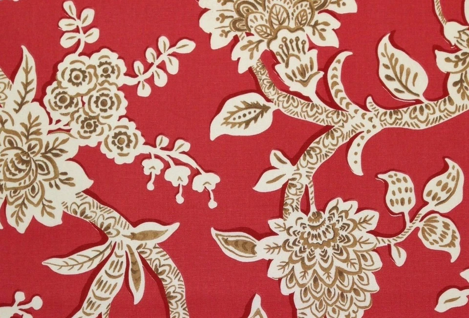 MAGNOLIA HOME BROOKHAVEN AMAPOLA ROJO FLORAL MUEBLES TELA POR YARDA 54"W Foto 1 de 1