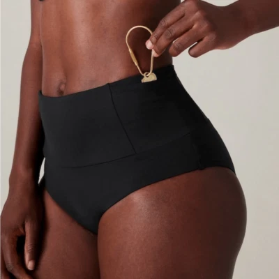 Athleta Size XS ULTRA HIGH WAIST POCKET SWIM BOTTOM Black #791356 - Image 1 of 4