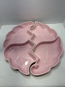 Vintage rosa Keramik California Pottery Blatt teilen Snack/Nuss Serviertablett - Bild 1 von 7