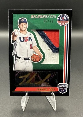 2022 Panini Stars & Stripes Landon Sims Auto Silhouettes Tricolor Patch USA /20 - Image 1 of 2