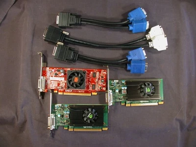 Lot of Three(3) DMS-59 Style Video Cards w/Cables - Image 1 of 4