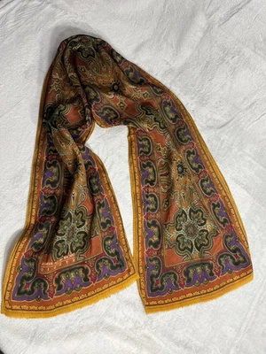 Oscar de la Renta Studio Bufanda Vintage Paisley Floral Rectangular Envoltura Boho Chic Foto 1 de 4