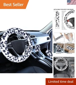 3-Piece Fuzzy Car Accessories Set - Steering Wheel, Handbrake, Gear Shift Covers - Imagen 1 de 9
