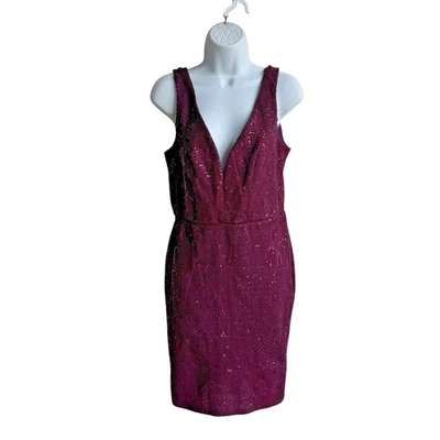 Bailey Blue v-neck sequin cocktail dress Sz M purple lined pencil shape  H-1 - Image 1 of 4
