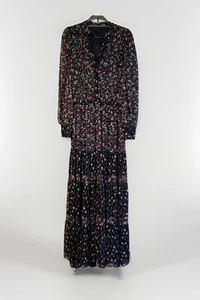 MNG by MANGO mehrfarbiges Chiffon Blumen Stufen Maxi Fit & Flare gebraucht, in einwandfreiem Zustand langes Kleid M - Bild 1 von 18