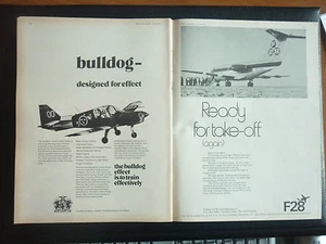 6/1971 PUB SCOTTISH AVIATION BULLDOG TRAINER SWEDISH AIR FORCE / FOKKER F-28 A - Bild 1 von 1