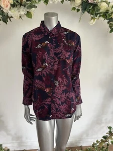 JOULES Women's Shirt Blouse Lucie Size 10 Navy Leaf Pheasant Print NEW MY20 - Picture 1 of 21