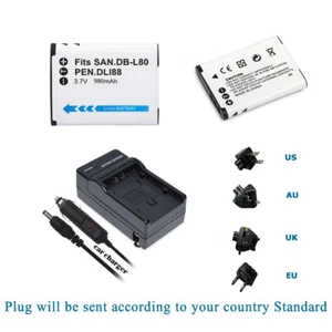 D-Li88 DB-L80 VW-VBX070 Battery Or Charger for Pentax Optio P80 P70 H90 W90 WS80 - Picture 1 of 31